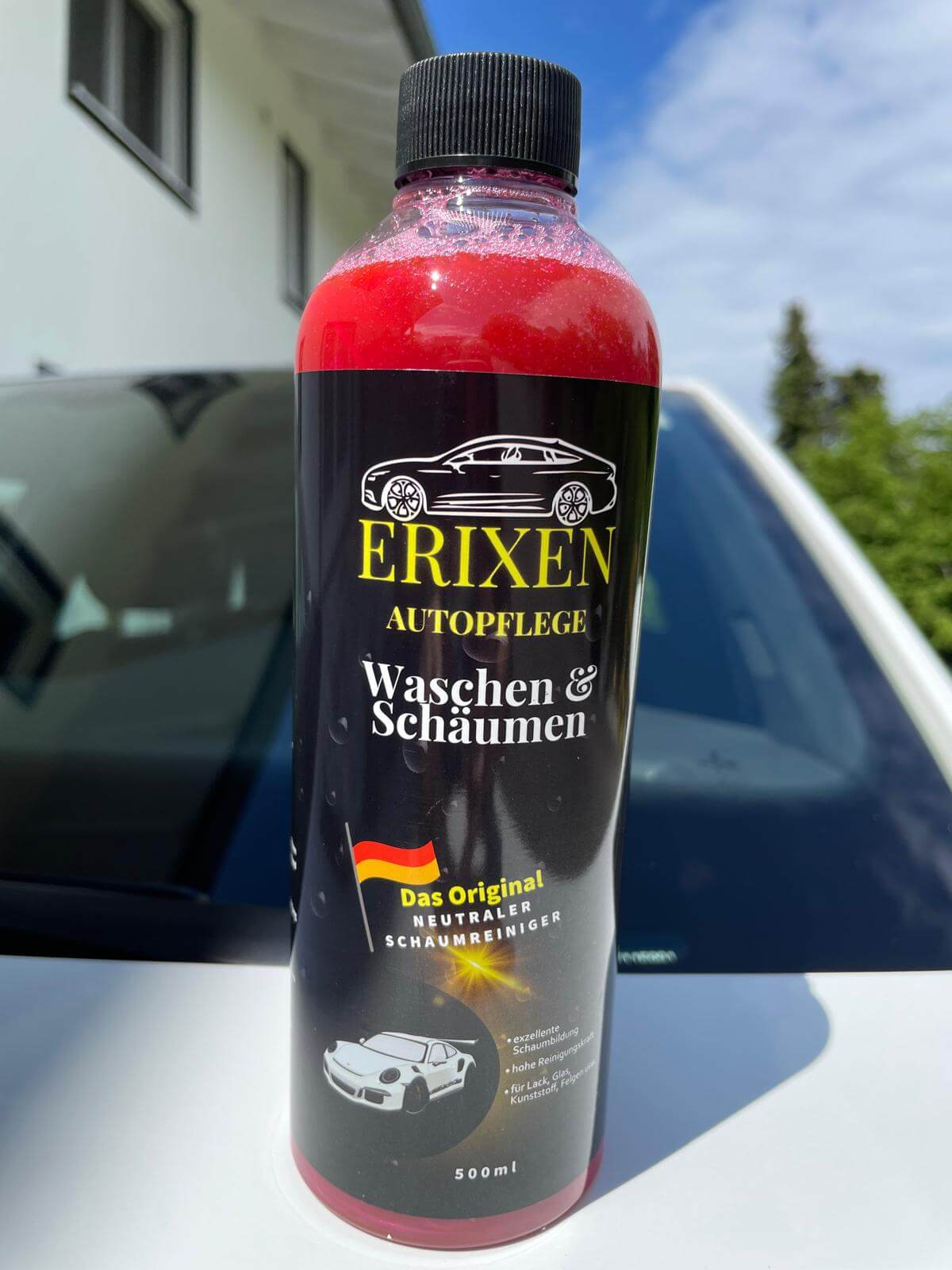 Erixen Waschen & Schäumen 500ml, pH-neutraler Schaumreiniger für Lack, Glas, Kunststoff und Felgen.